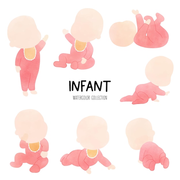 watercolor baby girl infant vector illustration