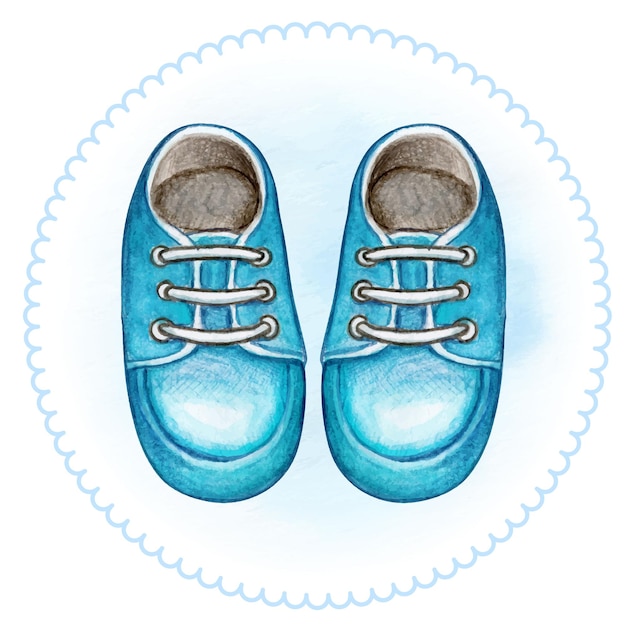 Vector watercolor baby shoes hand drawn