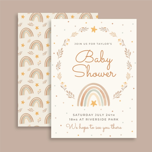 Watercolor  baby shower design template