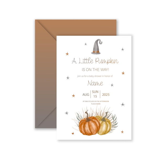 Watercolor baby shower halloween cute invitation party or celebration template design