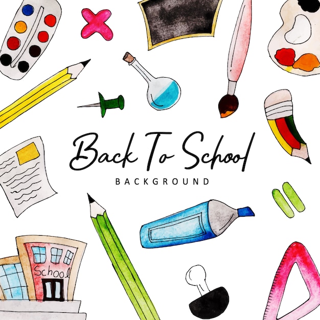 Watercolor Back To School Background