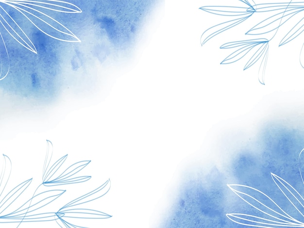 watercolor background blue hand paint with leaf decoration