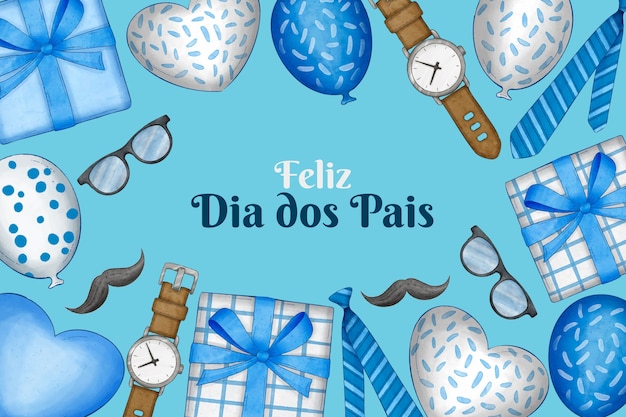 Watercolor background for dia dos pais celebration