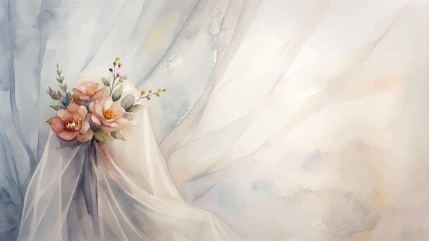 Watercolor background of flower veil