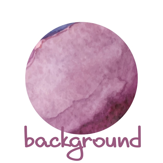 Watercolor background in lilac color with paper texture. Round background in grunge wet watercolor.