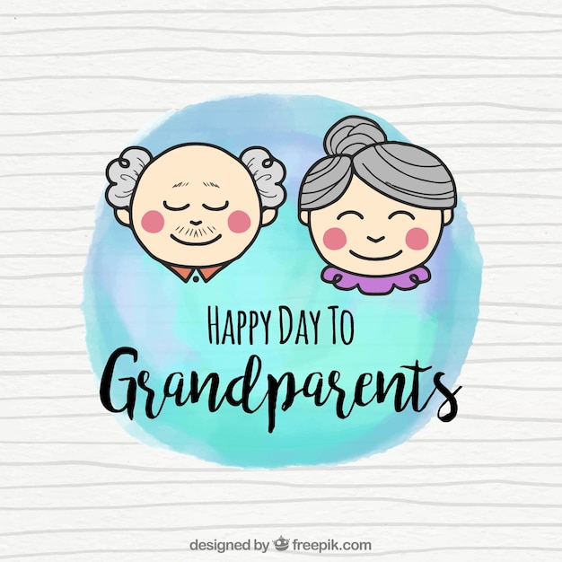 Vector watercolor background with couple of grandparents