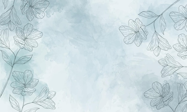 watercolor background with hand drawn floral elements