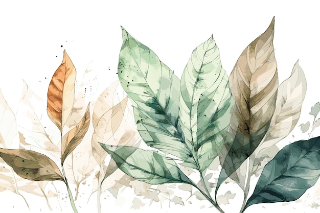 watercolor background with leaves flower floral vector nature design leaf illustration