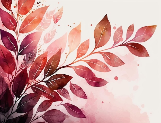 A watercolor background with a red leaf pattern.