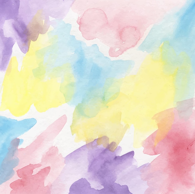 Watercolor background of yellow blue pink and purple spots