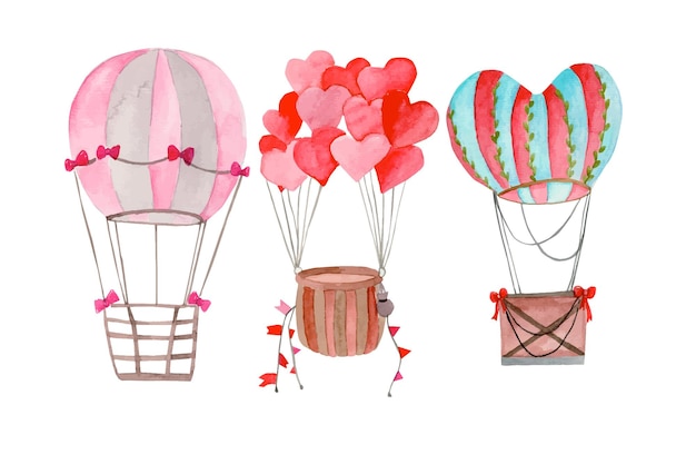 Watercolor balloons clipart set