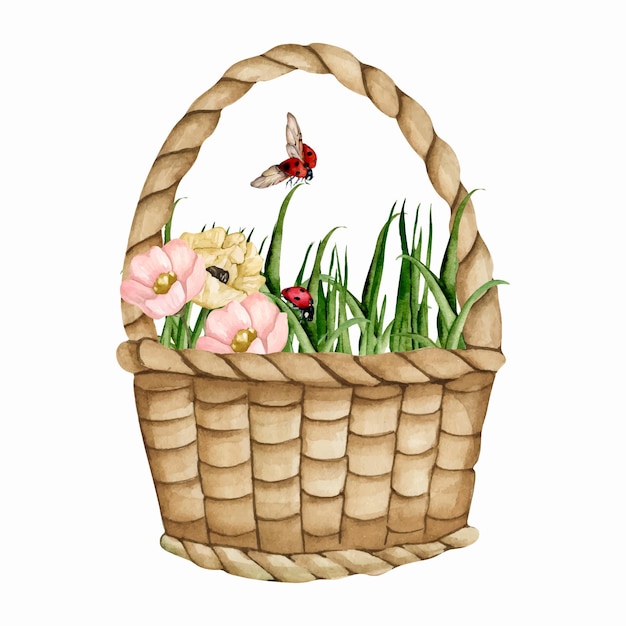 Watercolor basket spring