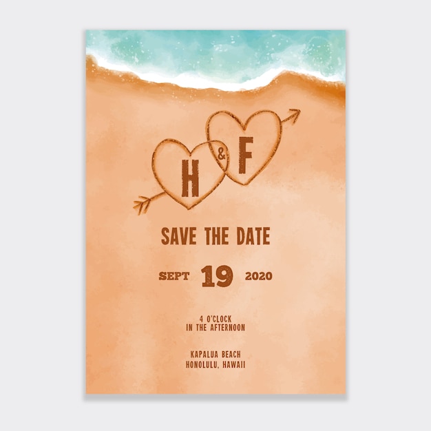 Watercolor Beach Wedding Invitation