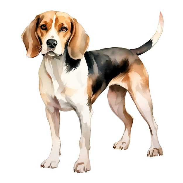 Vector watercolor beagle dog art