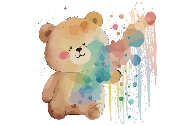 watercolor bear vector illustration tshirt print