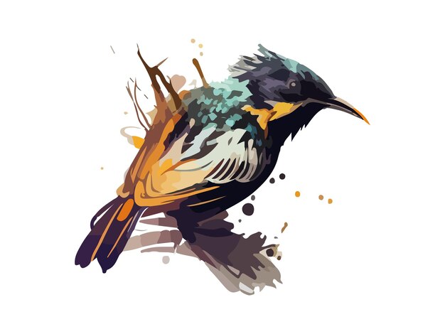 Watercolor bird and sparrow vector illustration Realistic hand drawn Painting