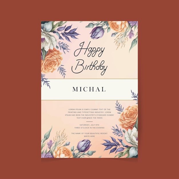 Watercolor birthday flyer poster