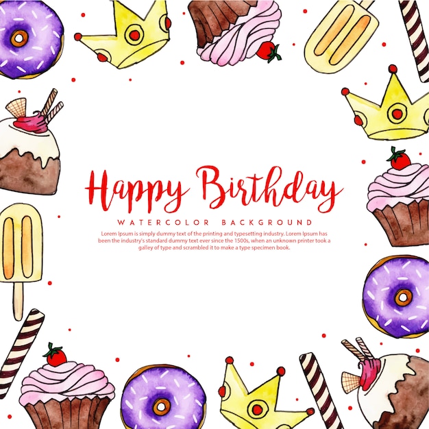 Watercolor Birthday Frame Background