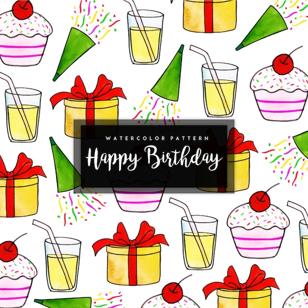 Watercolor Birthday Pattern Background