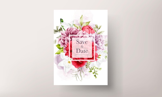 watercolor blooming floral wedding invitation template