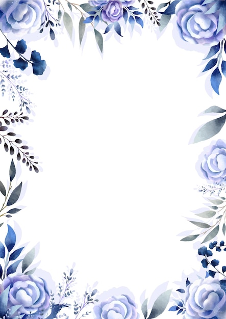 Watercolor of blue botanical template vector design