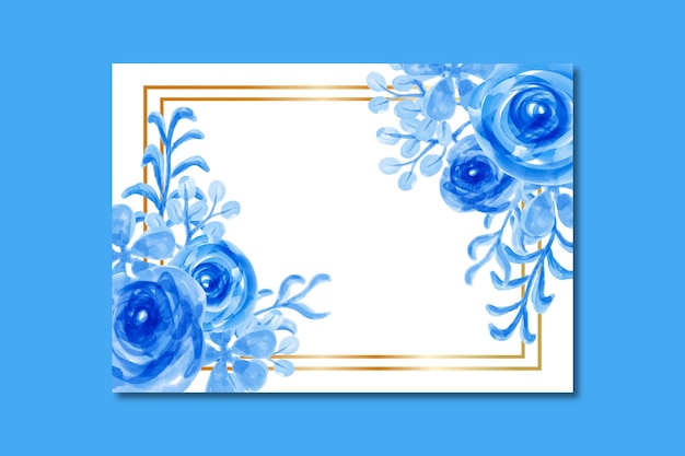 Watercolor blue flower frame background