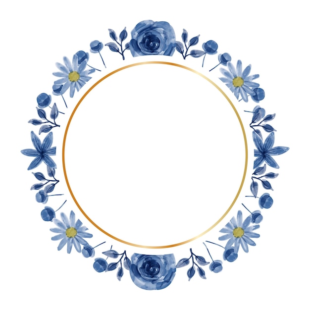 Watercolor blue flower frame background