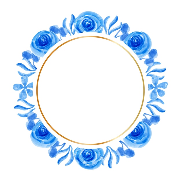 Watercolor blue flower frame background