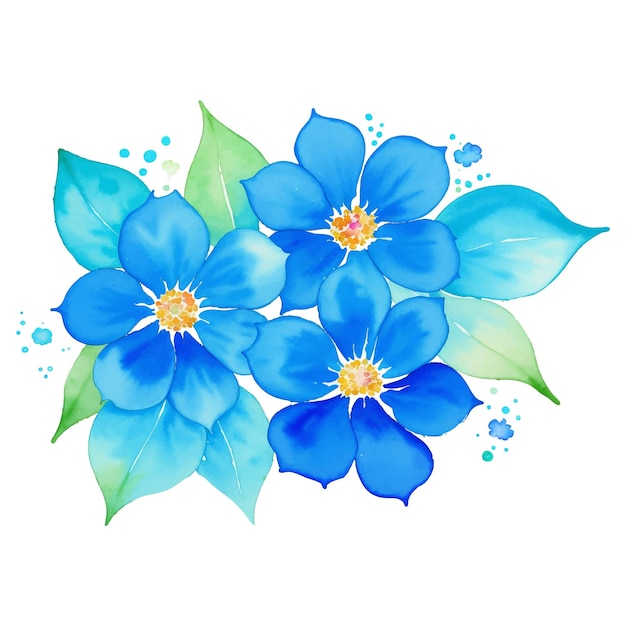 watercolor blue flowers vector illustration design