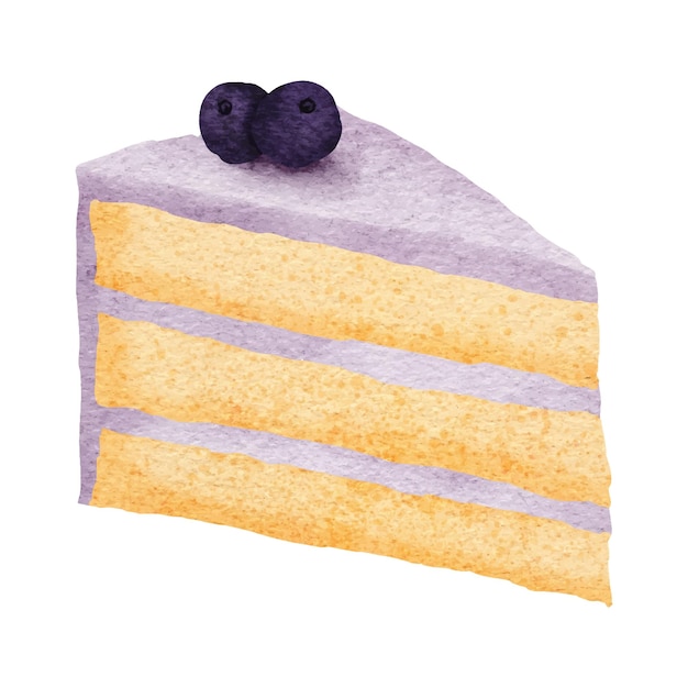 Watercolor blueberry sweet cake dessert illustration