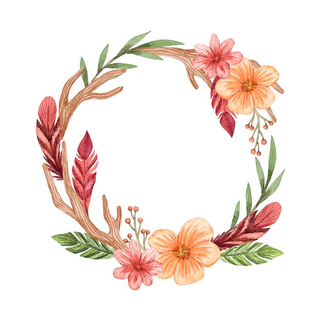 Watercolor boho frame design