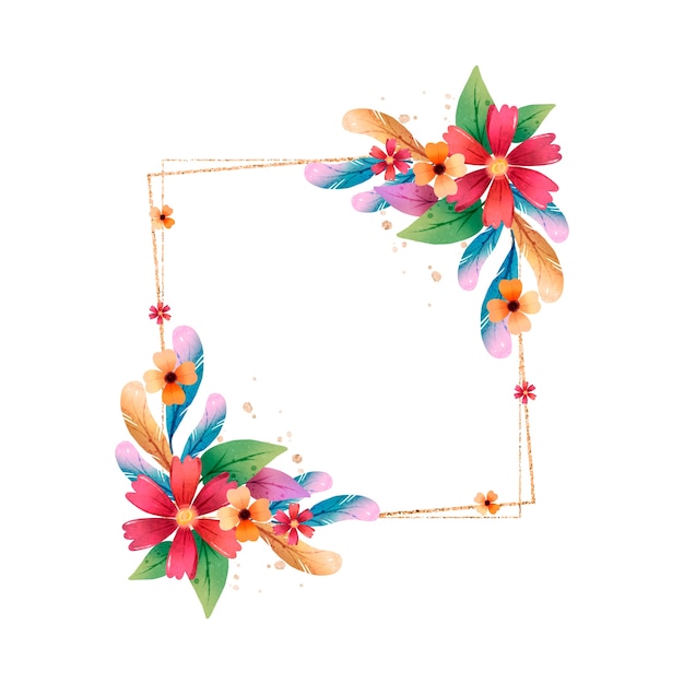 Watercolor boho frame design