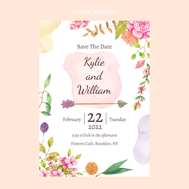 Watercolor boho wedding poster