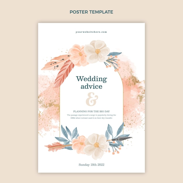 Watercolor boho wedding poster