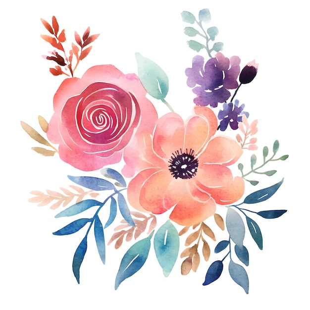 Watercolor botanical floral illustration