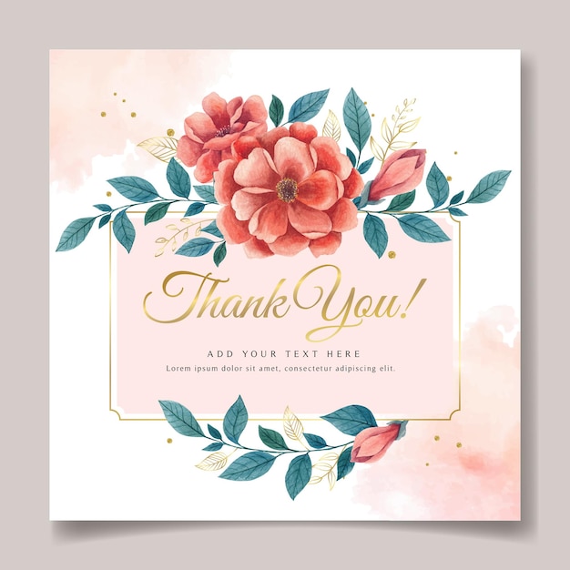 Watercolor botanical thank you card design