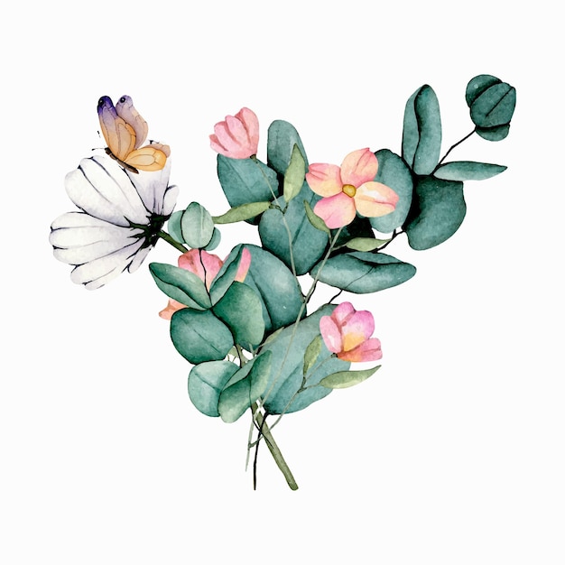 Watercolor bouquet of flowers