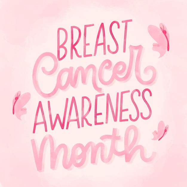 Watercolor breast cancer awareness month lettering