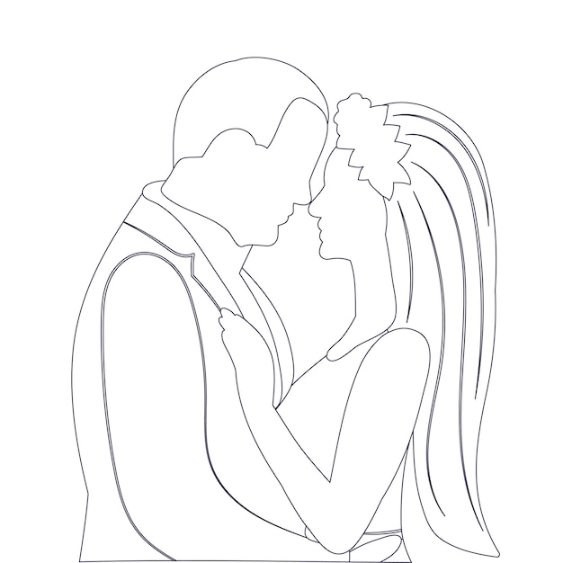 Watercolor bride and groom silhouette design