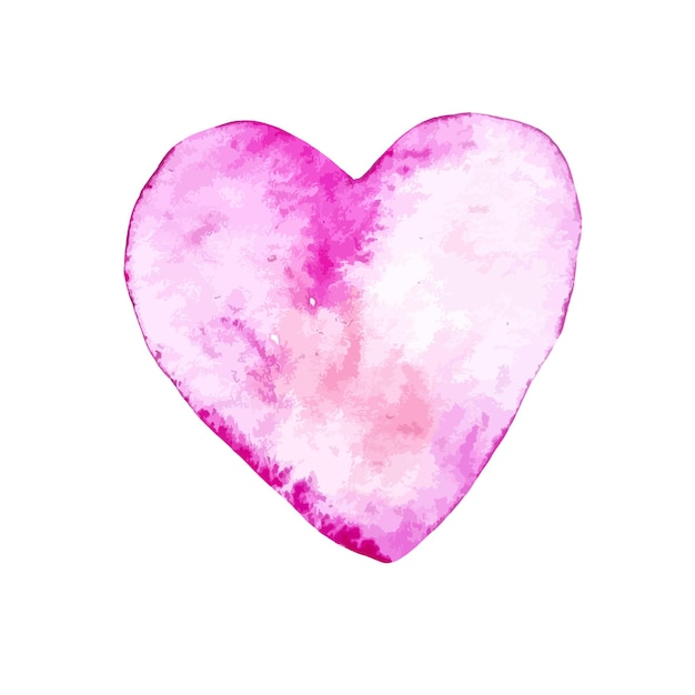 Watercolor bright pink icon heart shape love sticker