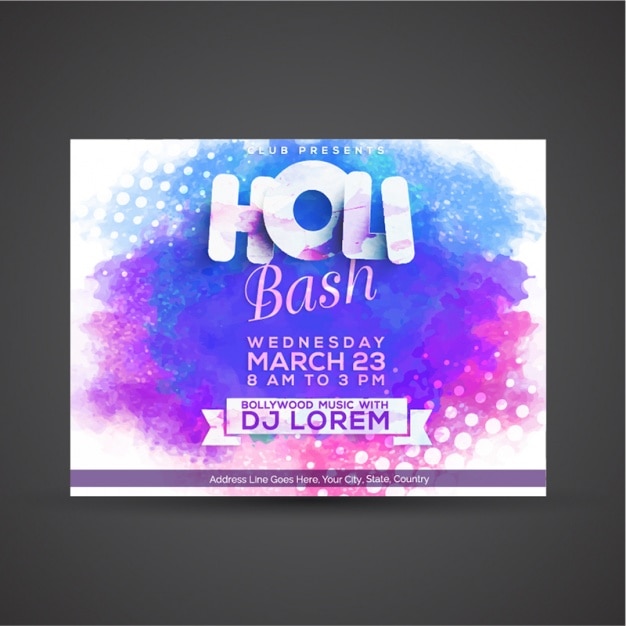 Watercolor brochure for holi festival