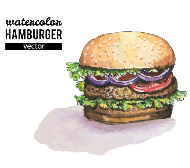 watercolor burger on white background