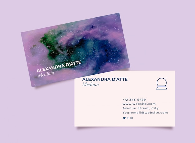 Watercolor business card for medium