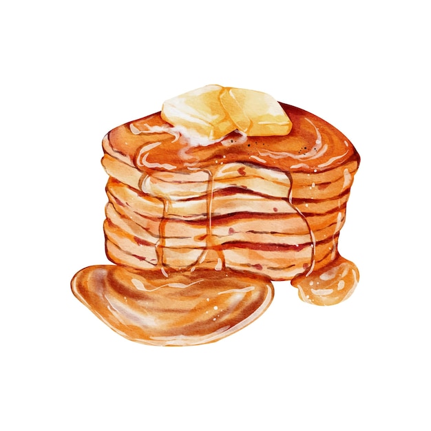 Watercolor of Butter Pancake vector design