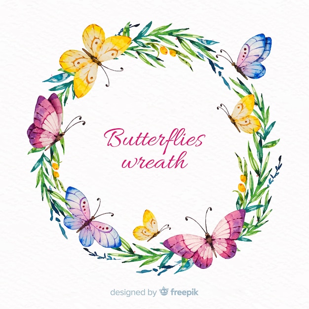 Watercolor butterflies wreath