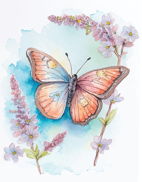 watercolor butterfly spring card