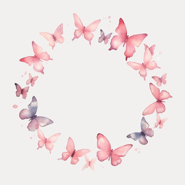 Vector watercolor butterfly wreath design