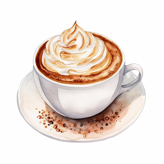 watercolor cappuccino cafe latte coffee illustration