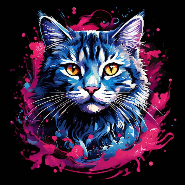 Watercolor Cat T shirt Design