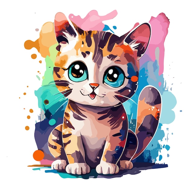 Watercolor Cat Vector Design Bundle